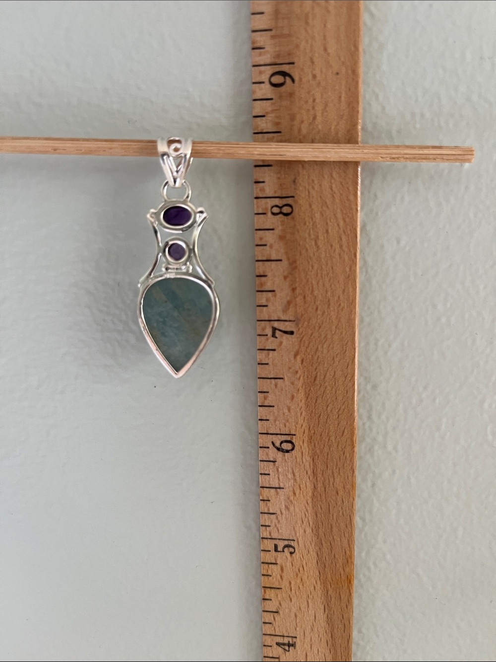 Sterling Silver Amazonite and Purple Chelsadony Pendant - Picture 6 of 6
